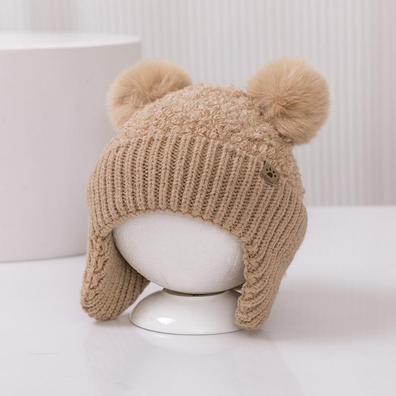 

Милый плюшевый шарик, детские наушники-шапка, зимняя теплая детская шапка для защиты ушей, утолщенный бархат, детская лыжная шапочка, 6-36 месяцев, шапочки для малышей хаки