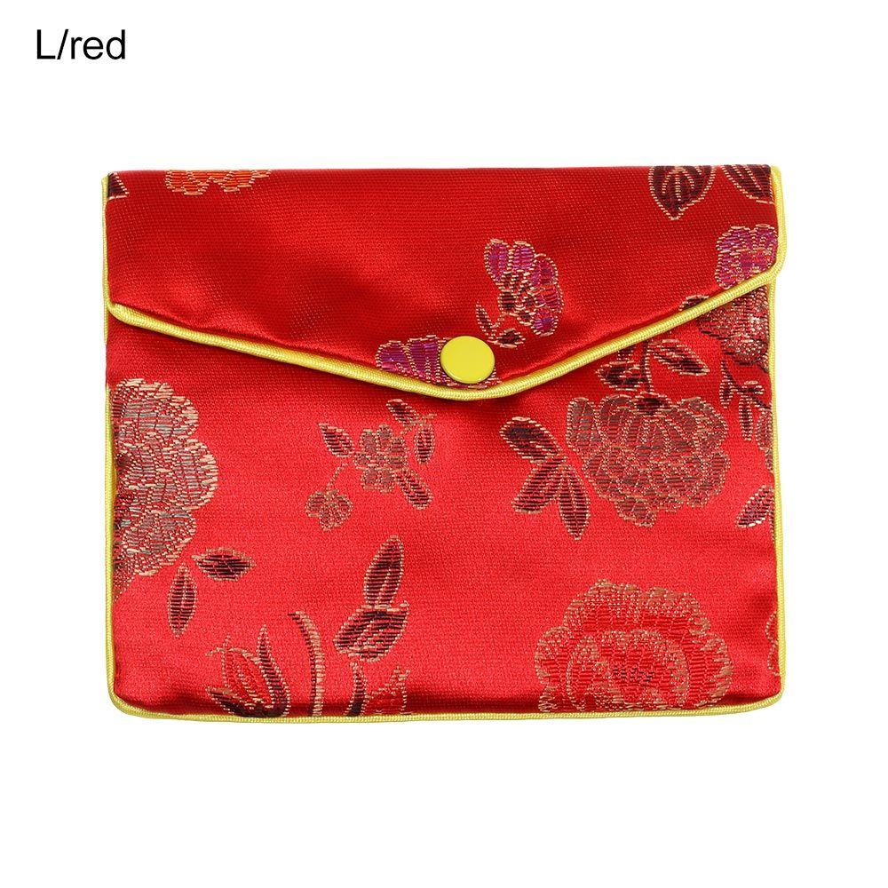 Brokat Handgefertigt Tragbar Reißverschluss Schmucktasche Aufbewahrungsbeutel Stickerei Tasche Druckknopfetui