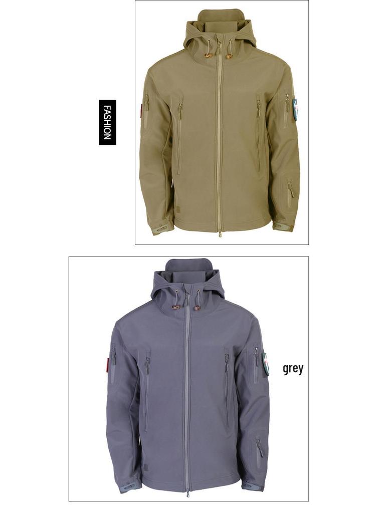 Warm Windbreaker Jacket - Available In Military Green, Black, and Khaki for Spring and Autumn Outdoor Wear.