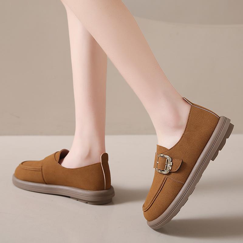Fashion 2025 Vintage Shoes Women's Spring Autumn New Style Flat Soft Bottom Plus Size Buckle Single Shoes Casual Comfortable Footwear