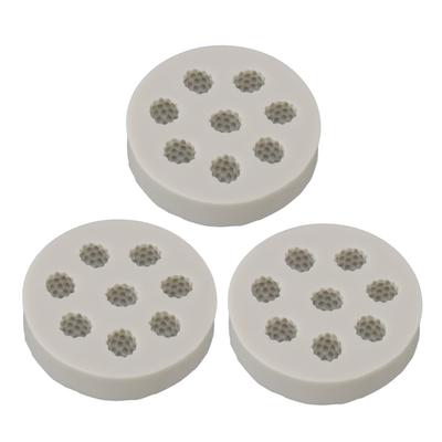 3Pcs Silicone Mold Raspberry Shape Easy Demoulding Flexible Soft Grey Baking Mold for DIY Cake