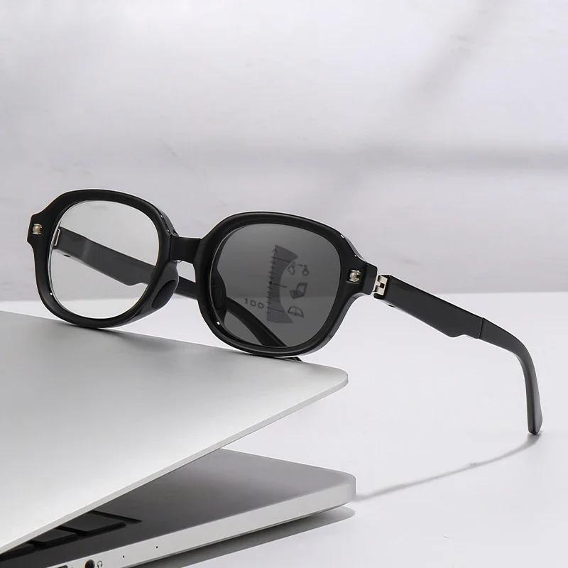 

High Quality Portable Foldable Photochromic Multifocal Reading Glasses Multifunctional Far and Near Dual Use Oval Presbyopia Eyeglasses 0