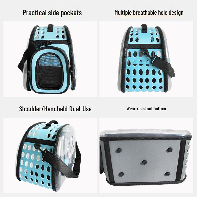 Breathable Foldable Pet Backpack: Portable Transparent Cat & Dog Bag with Large Capacity