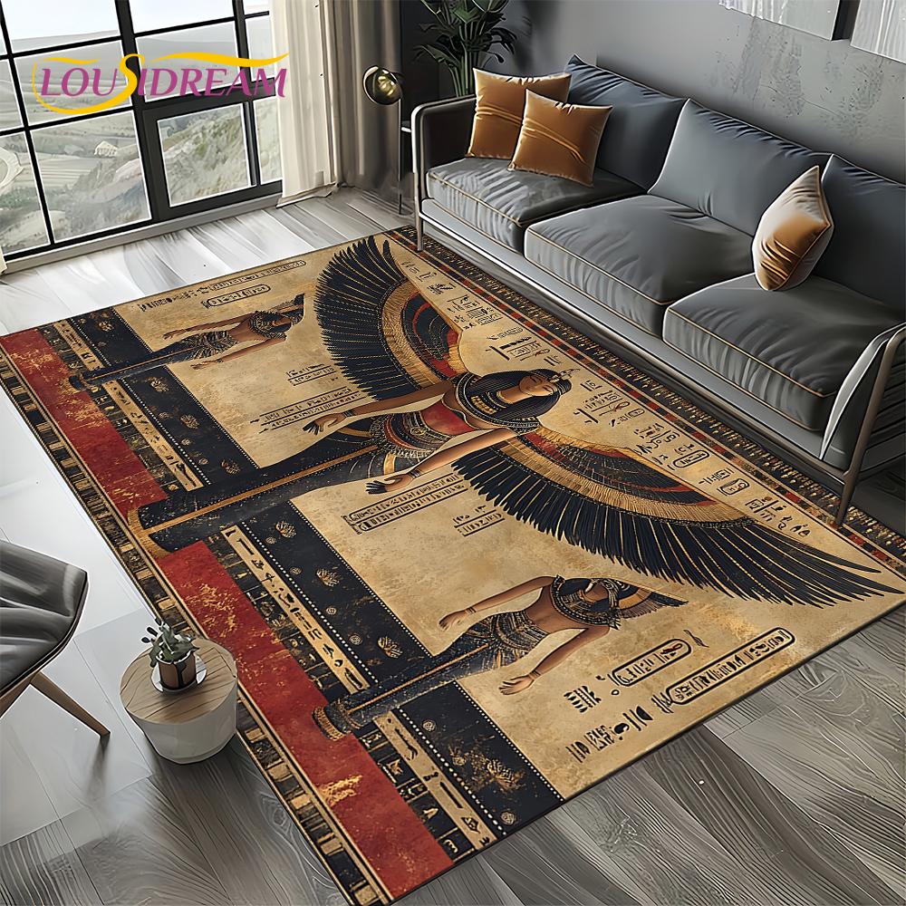 2025 Ancient Egypt Death Anubis Pharaoh Horus Mythology Carpet Rug for Living Room Bedroom Home Sofa,Area Rug Non-slip Floor Mat