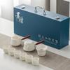 Light luxury suet jade white porcelain kung fu tea set, household gold-painted high-end < unk > pot tea cup gift box hardcover