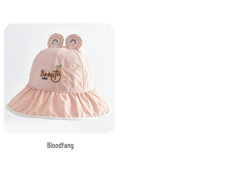 Children's Cute 3D Ears Bucket Hat - Windproof, Sun-Protective, Embroidered Fisherman Style