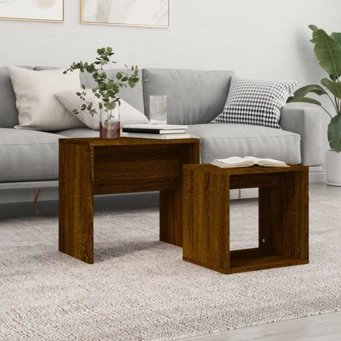 VidaXL Tables basses gigognes 2 pcs chêne marron bois d'ingénierie 815542