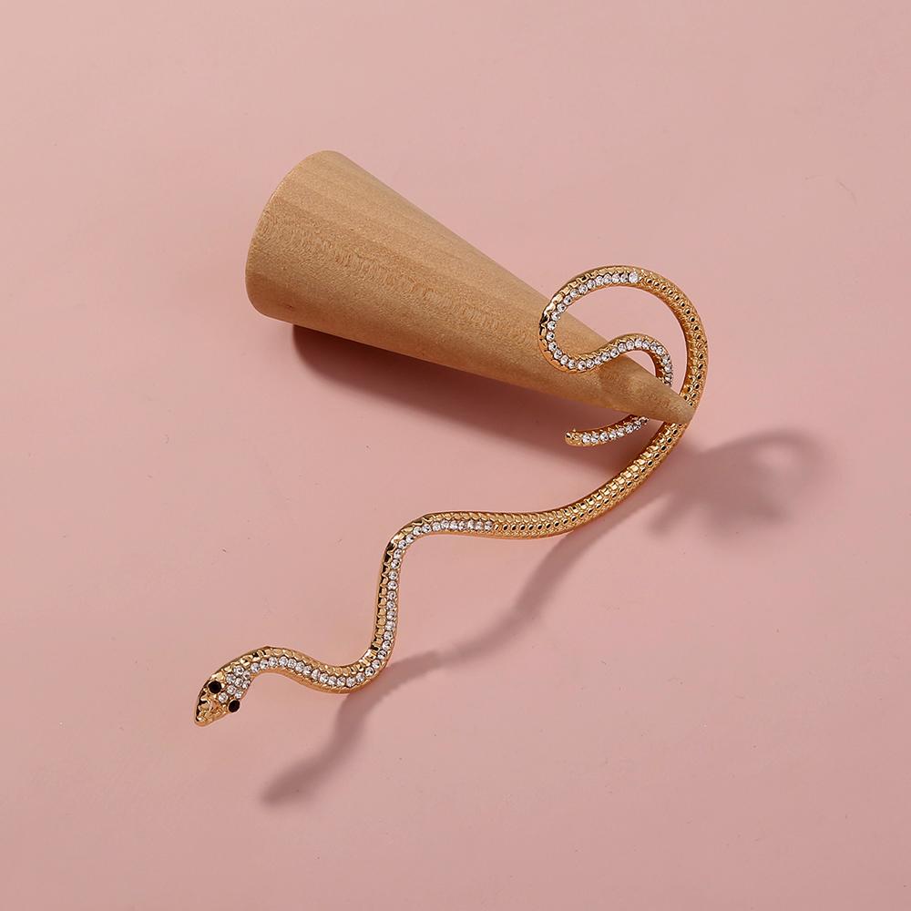 Bisaer Elegant Snake Shape Stud Earrings for Women Fashion Jewelry