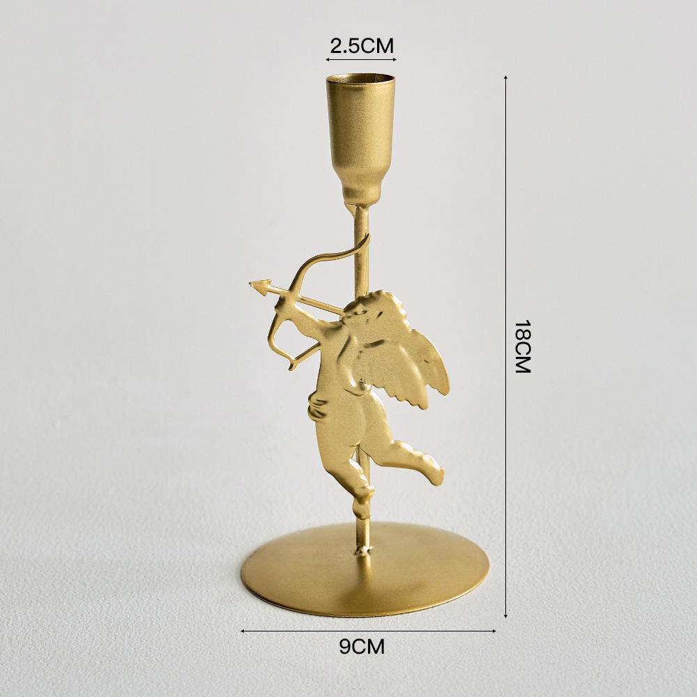 Iron Art Metal Candlestick Cupid Candle Holder Tall Candle Stand Decorative Home Crafts Geometry Atmosphere Props