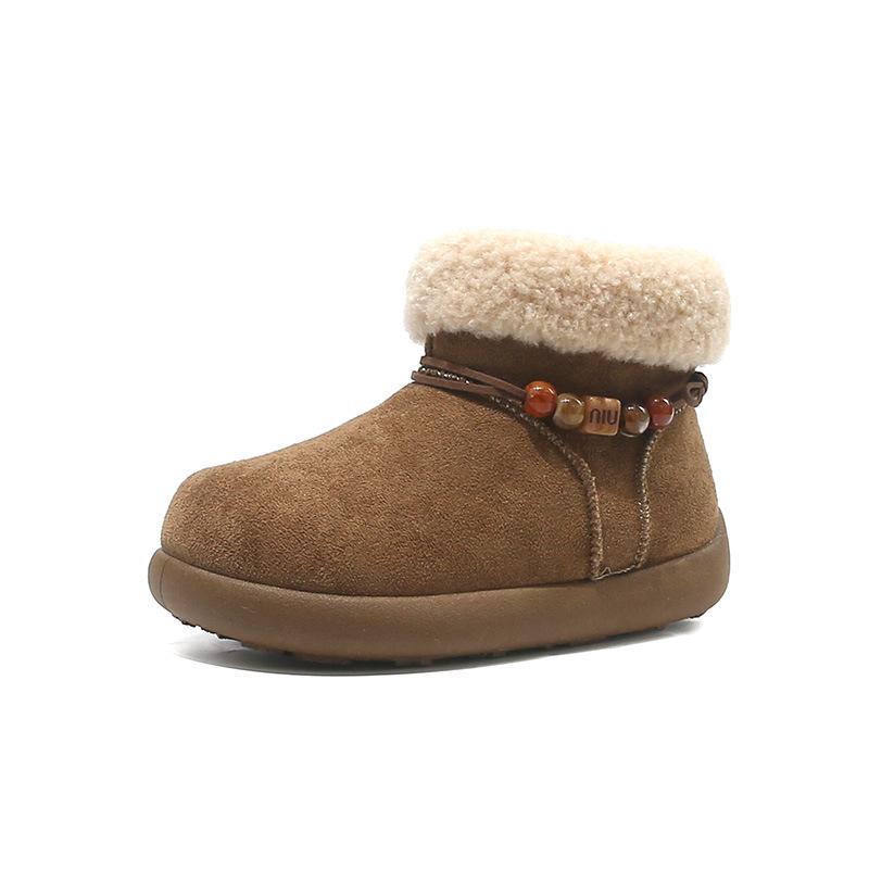 Winter Thick Fleece Lined Snow Boots for Kids, Soft Sole Cotton Boots for Baby Girls and Boys