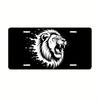 D Flat Car Decorative License Plate Cover and Frame Pc D Flat Design for Men and Women Roaring Lion On a Flaming Background