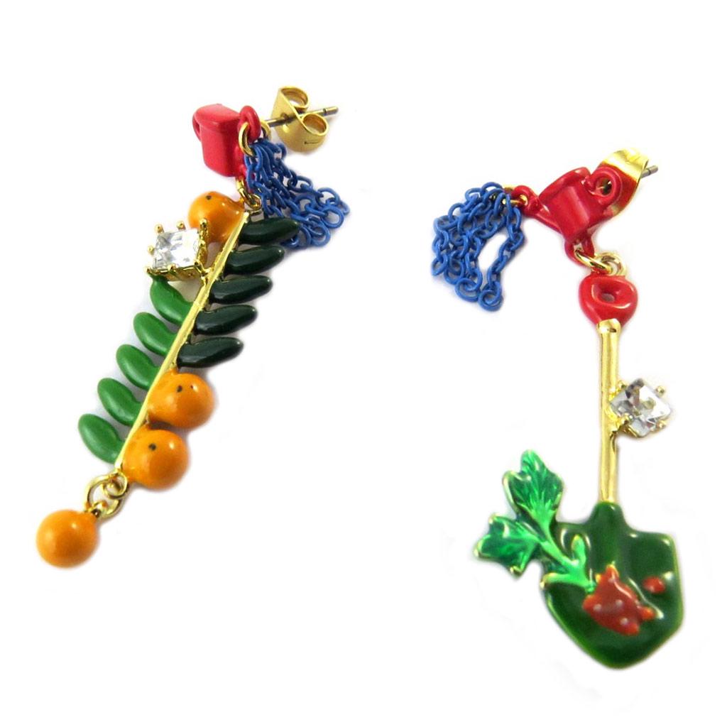 Les Trésors De Lily [P2040] - Handgefertigte Ohrringe 'Wonderful World' (Gemüsegarten des Glücks) mehrfarbiges Gold - 50x15 mm