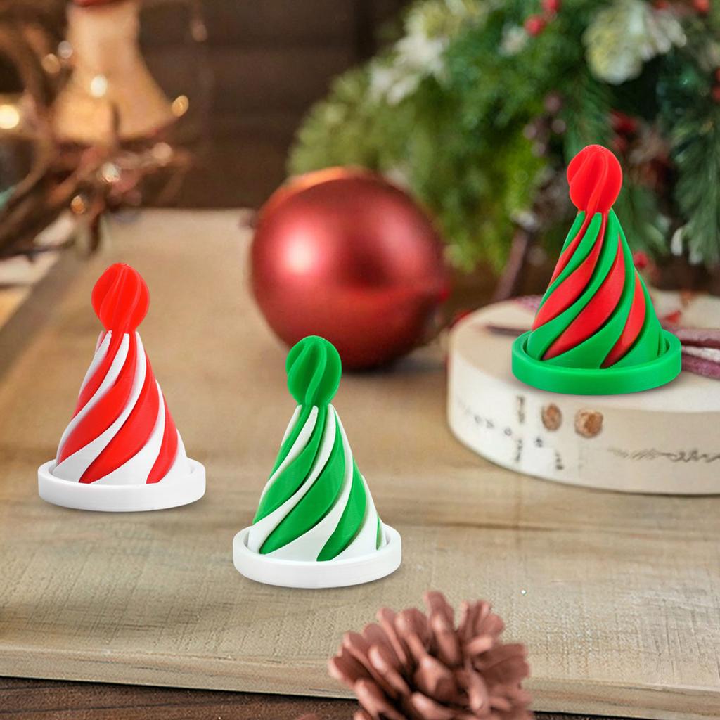 Christmas 3D Printed Christmas Hat, Spiral Decompression Tool, Puzzle Toy, Children's Gift