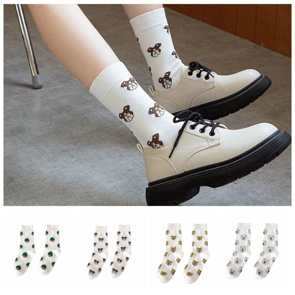 Duck Cartoon Tube Socks Tiger Ankle Short Socks Fashion Mid-Calf Socks  Autumn Winter