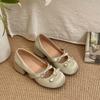 Temperament retro French style with skirt light mouth high heel single shoes women's 2025 new spring versatile height increase Mary Jane shoes