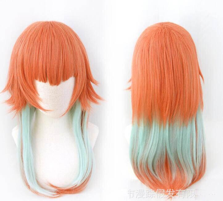 

Парик VTuber Takanashi Kiara Hololive EN, косплей Kusotori для девочек, оранжевый, смешанный, мятно-зеленый, длинные прямые синтетические волосы, парик Лолиты