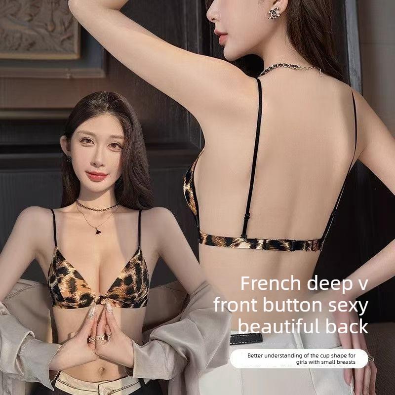 Female Summer Thin Sexy Beauty Back Before Buckle Buckle Shoulder Sling Small Chest Gather Triangle Cup Underwear