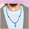 Handmade Turquoise Beaded Necklace With Geometric Pendant For Unisex Fashion Accessory