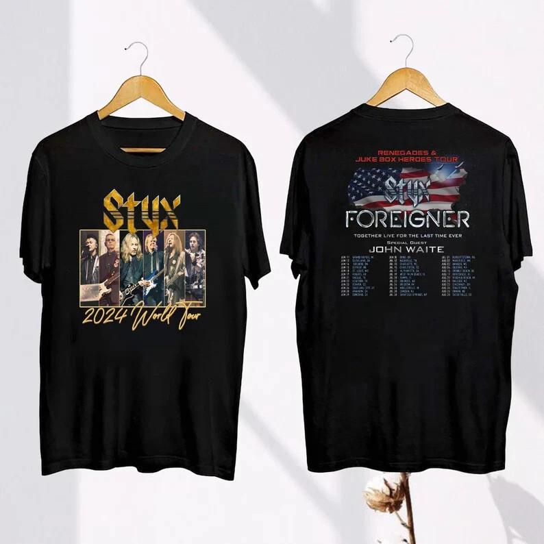 Styx Band Tour 2024 Shirt Styx  Foreigner Tour Tee S