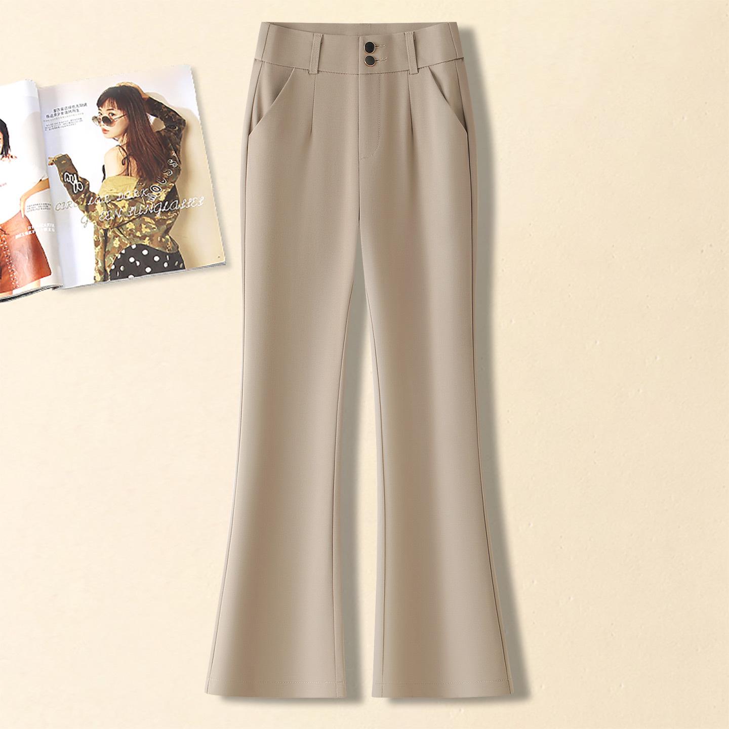 

Spring 2026 Women s Fashionable Flared Trousers - Versatile, Slimming, Stretchy Bell Bottom Pants 28/L (105-115 lbs) хаки