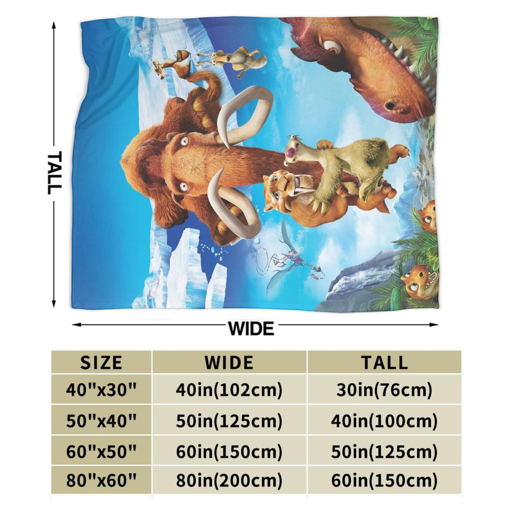 Cartoon Ice Ages Blanket Fleece Autumn/Winter  Breathable Ultra-Soft Throw Blanket for Home Travel Rug Piece