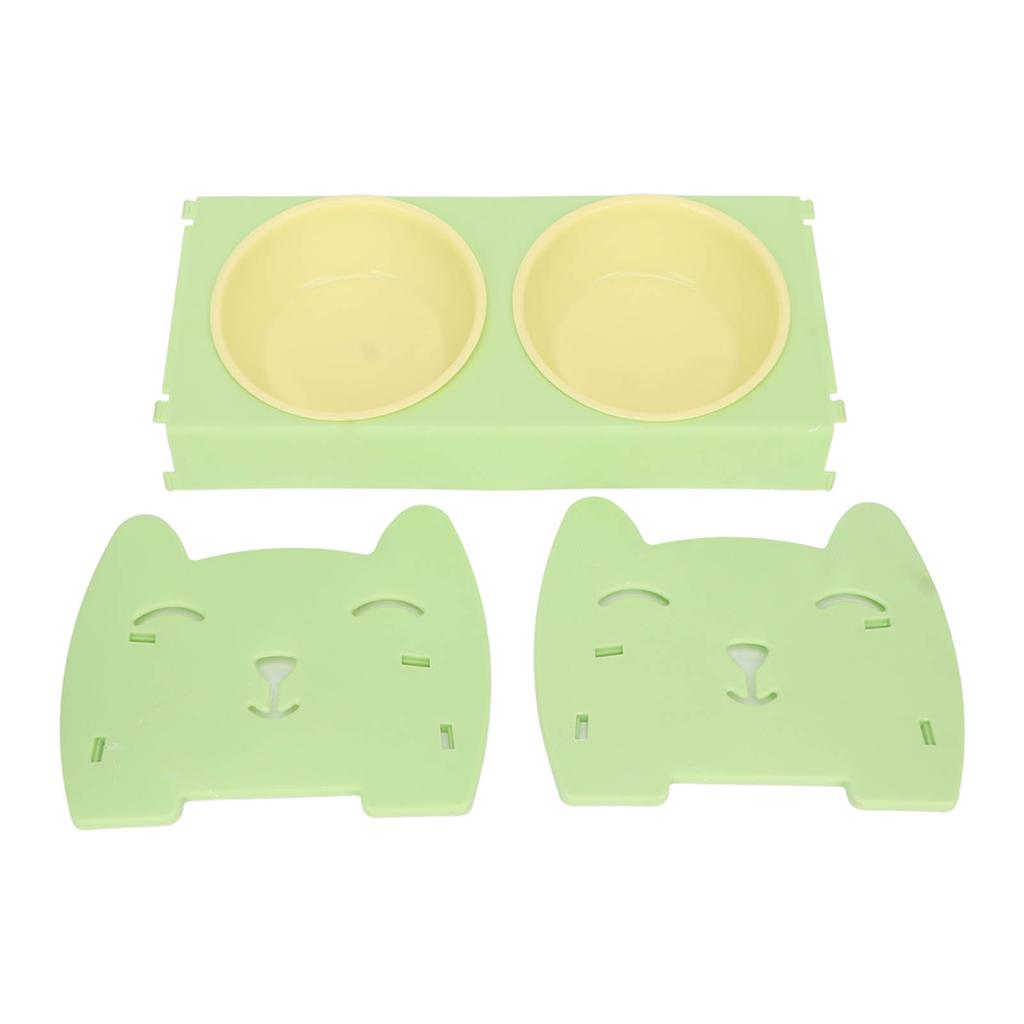 Dual Pet Food Bowl Food Grade Spill Proof Large Capacity Double Dog Cat Bowl for Small Medium Dogs Cats Green