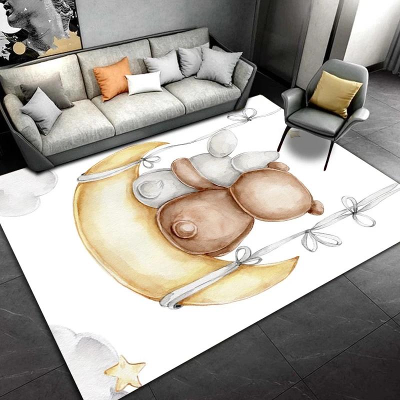 Tappeto Orso Cartone Animato per Soggiorno Decorazione Casa Tappeto da Area Tappetino per Camera da Letto Bambini Ragazze Tappetini Antiscivolo per Pavimento Soggiorno Zerbino Bagno