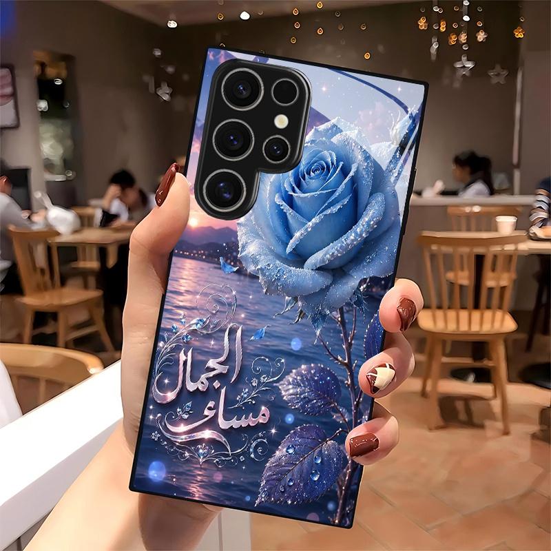 Blue Rose Evening Pattern 2D Phone Case for Samsung S26 S25 S24 S23 S22 S21 S20 A56 A55 A36 Tempered Glass Protective Cover