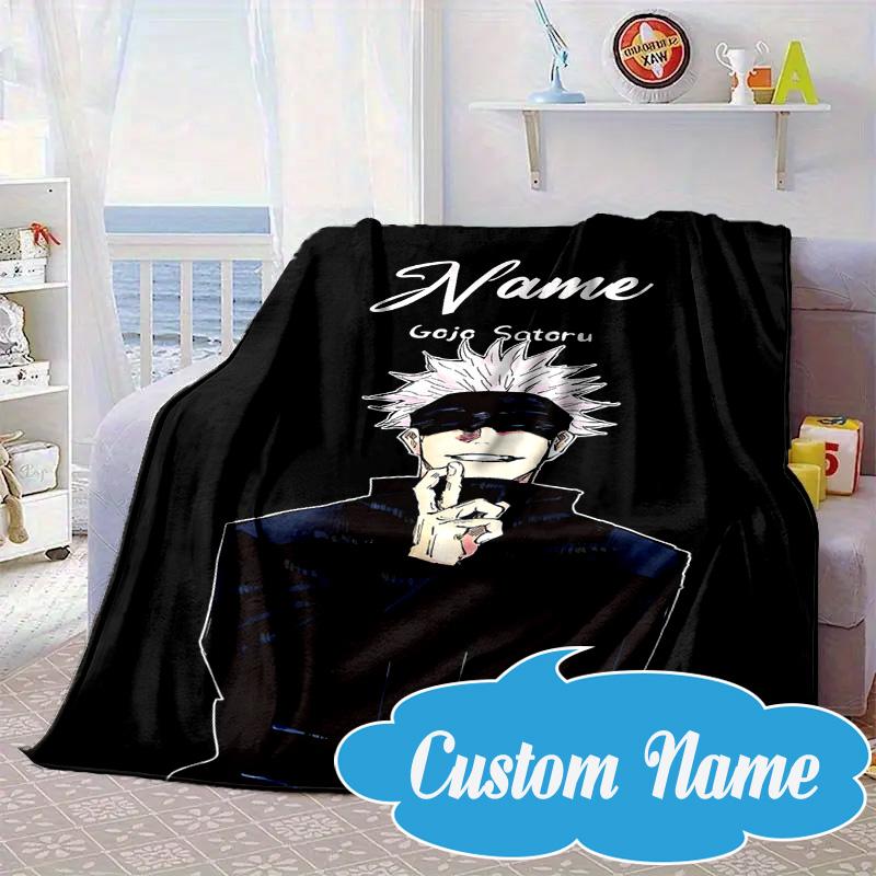 Custom Name Gojo Jujutsu Blanket bed sofa Blanket Flannel Blanket for Camping, Hiking, Picnic Essentials,gift for Fan family