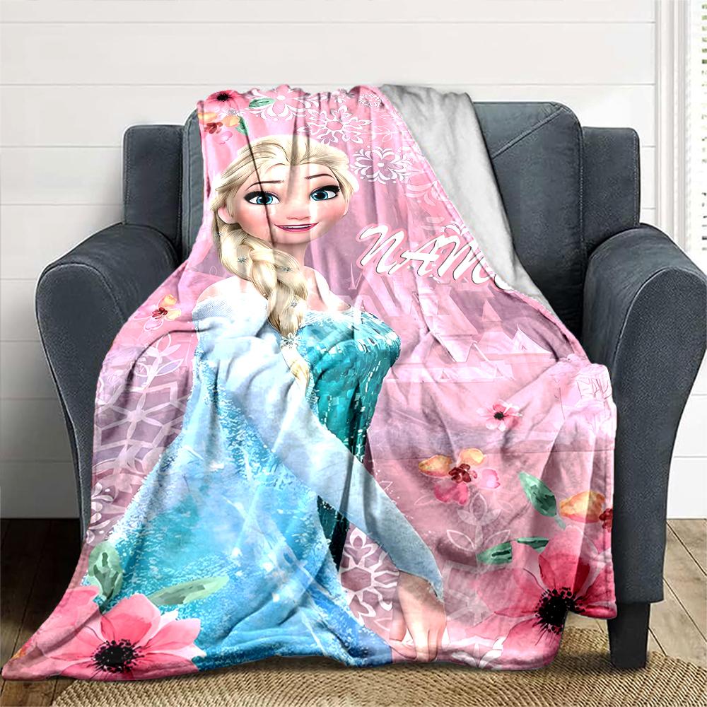 Customiz Name Personality Elsa Frozen Blanket Soft &Warm Sofa Office Bed Travel Lunch Break Blanket, Gift Suitable All Seasons