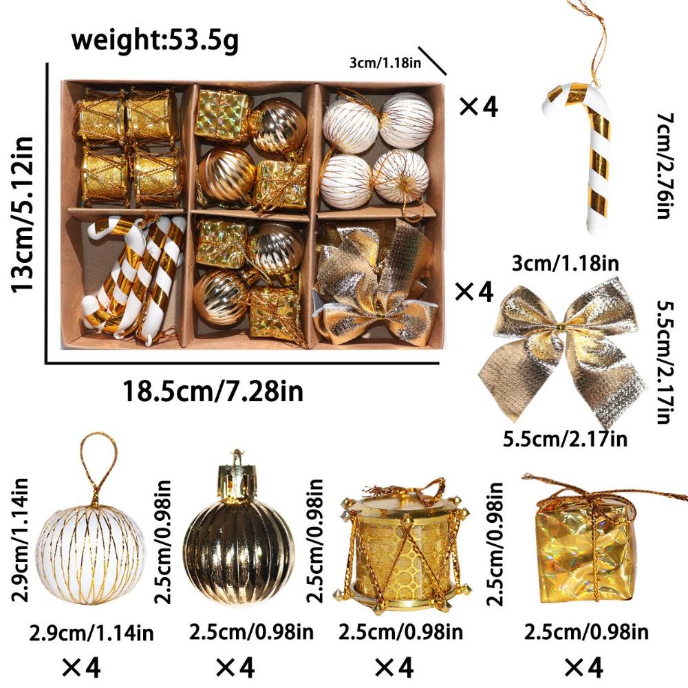 

New Plastic Christmas Tree Balls Bow Hanging Christmas Tree Pendant DIY Drum Xmas Ornament Christmas Decorations 1.5cm золотий