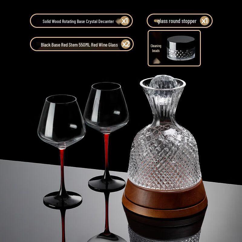Rotating Crystal Wine Decanter Set