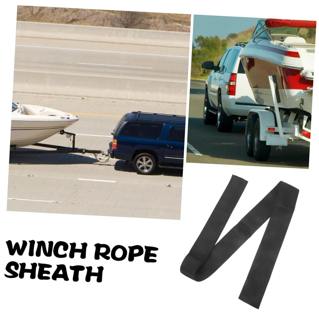 MUELODSIC Rope Protection Sleeve Portable Winch Rope Cover Protect Woven Winch Cable Sleeve for Cable Protection Sleeve Polyester Black