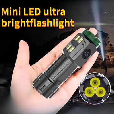 3PCS Powerful Mini LED Flashlight Super Bright Pocket Torch Rechargeable Hiking Flash Light With Tail Magnet For Outdoor Camping