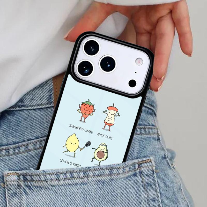 cute cartoon Avocado Fitness Phone Case for iPhone 16e 15 14 13 12 17 Pro Max Plus Air 17pro Cover Coque