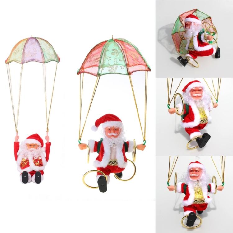 Christmas Ornaments Electric Toy Parachute Santa Clause Tumbling Dancing Decor