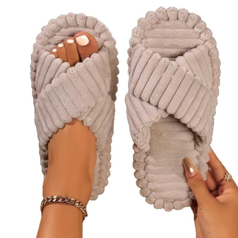 Open-Toe Women's Maternity Slippers, Autumn & Winter Thick Soft Sole Warm Plush Single Band Slides for Indoor & Outdoor Use