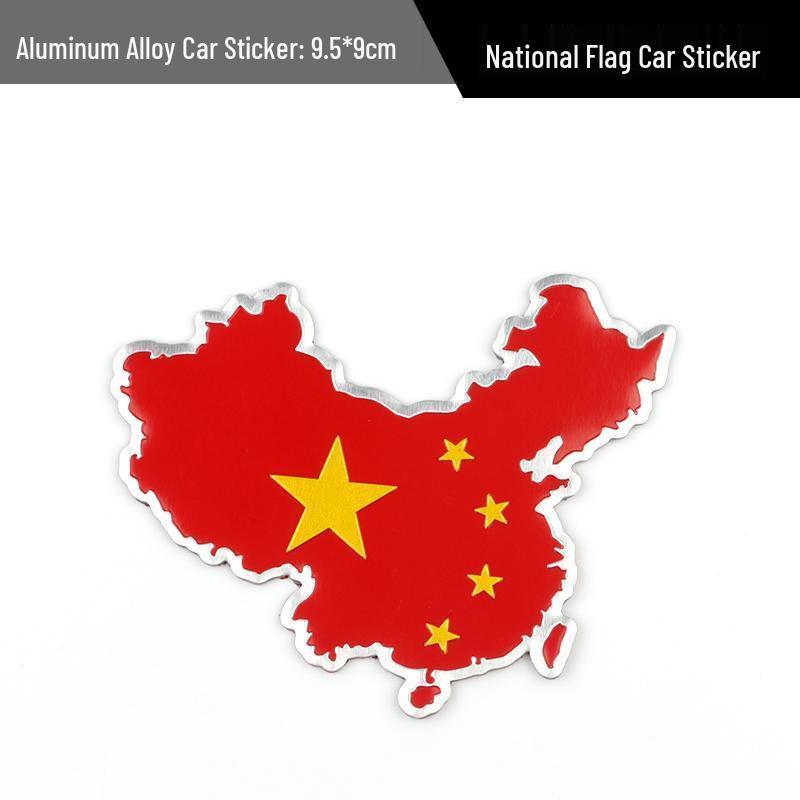 Chinese Heart Flying Flag Aluminum Car Scratch Sticker