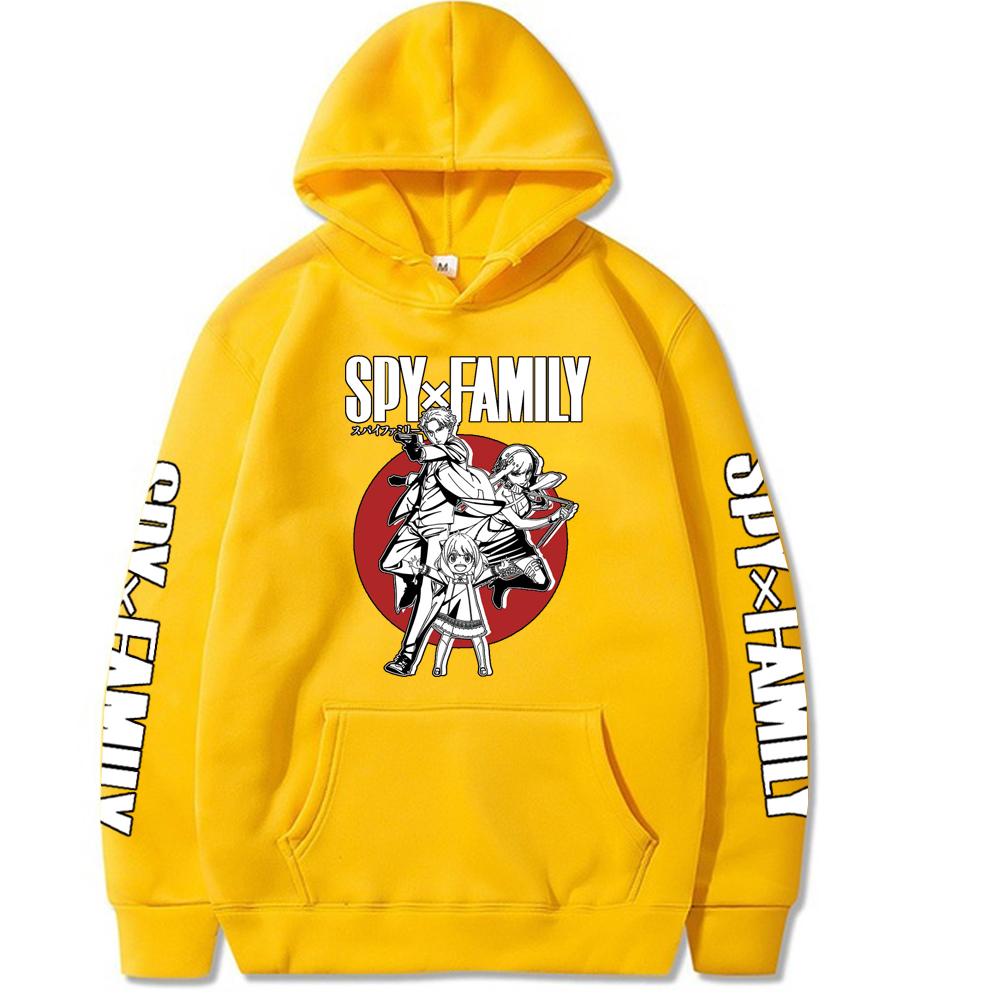 

Горячая аниме-толстовка Spy X Family Overside Hoodies Anya Forger Printed Pullovers Tops Long Sleeves Hip Hop Men Women Streetwear 4XL жёлтый