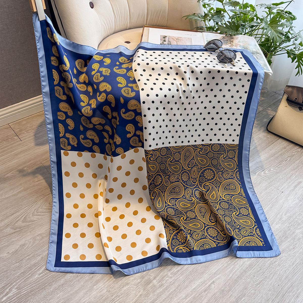 

Twill Silk Headband Hijab Square Scarf Print 90Cm Warm Beach Stoles Shawl Wraps Female Hair Band Bag Wrist Bandana Foulard