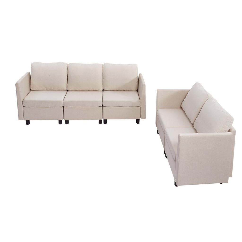 Modular Sectional Sofa, Modern 5-Seater Modular Sofa with Hidden Storage, Cloud Sectional Couch with High Rebound Sponge, Solid Wood Frame Upholstered