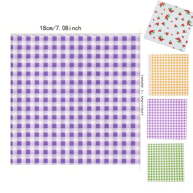 Colorful Gingham Food Wrapping Paper Waterproof and Greaseproof Wax Paper Sheets for Baking Sandwich Snacks Bread and Party Use