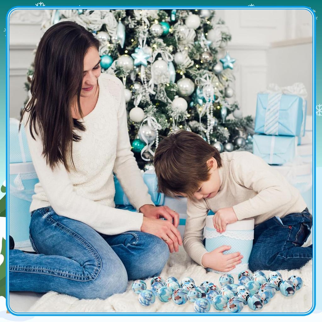 Liliful 60 Pcs Bulk Winter Stress Ball Snowman Penguin Stress Toys 12 Patterns Cute Sensory Stress Relief Toys Winter Holiday Party Favors Bag Filler