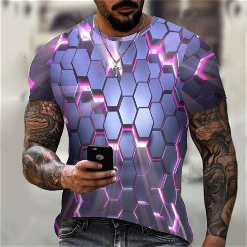 3D Men's T-shirt Fashionable Round Neck Short Sleeved Top Summer New Men's Top