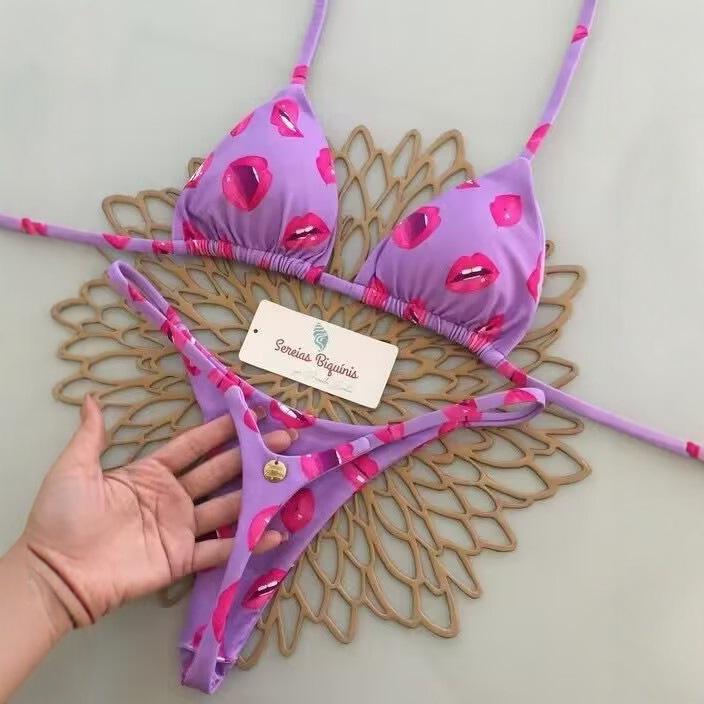 

2024 Multicolor Print Tie-Up Brazilian Thong Bikini Medium
