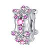 New Sterling Silver Rose Girl Boy Pink Sparkle Spacer Clip bead For Original  Bracelet Charm Jewelry For Women