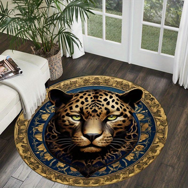 Luxury Gold Leopard Print Door Mat, Modern Animal Texture Non-Slip Rug, Washable Decor Carpet for Living Room Game Room
