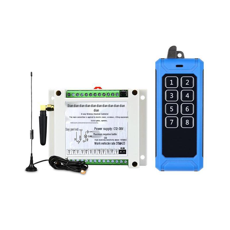 8-Channel Wireless Remote Control Switch, DC 12V/24V, Learning Code for Motor Barrier Gates 315 MHz