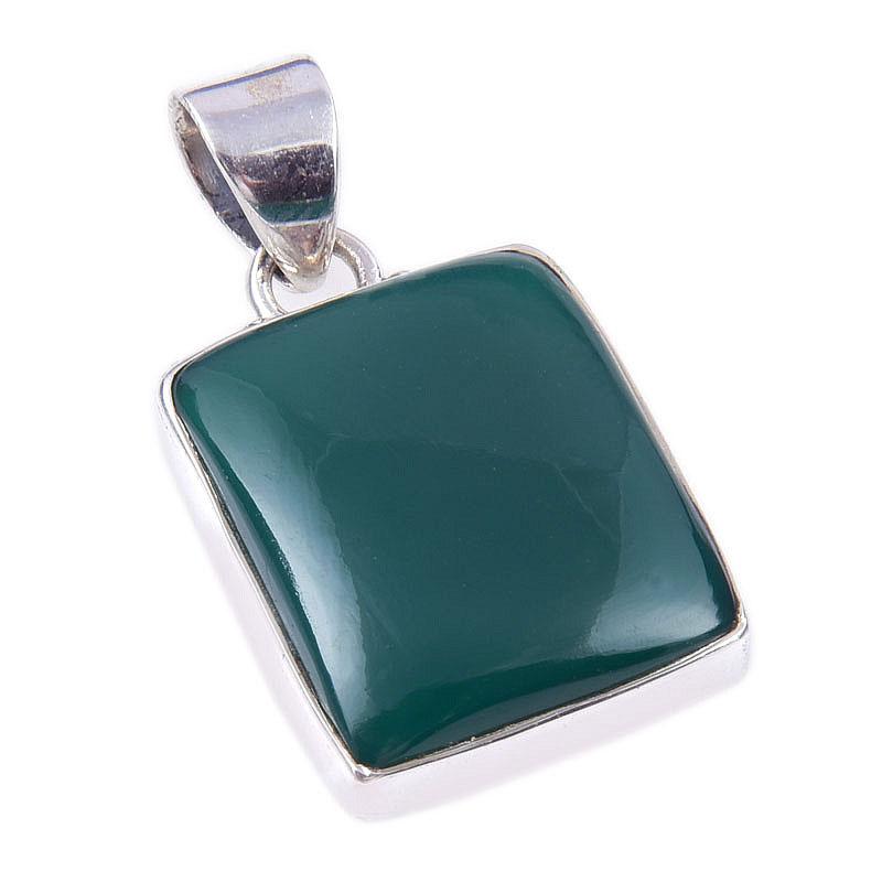 Natural Green Onyx Gemstone 925 Solid Sterling Silver Jewelry Pendant 1.25" P4A24
