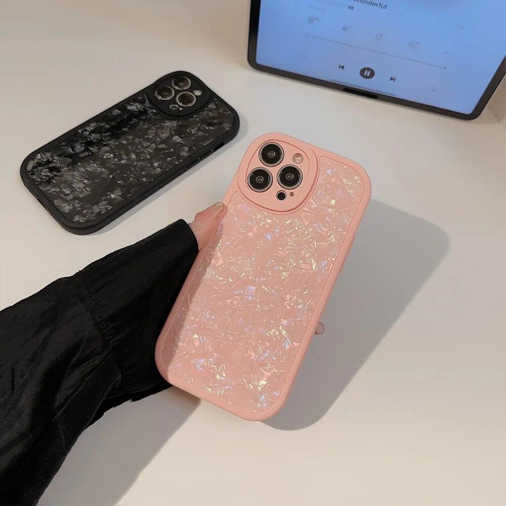 Ins Shell Texture Shockproof Phone Case For iPhone 15 14 13 12 11 Pro Max XS X XR 7 8 Plus SE 3 Mini Soft Silicone Bumper Cover